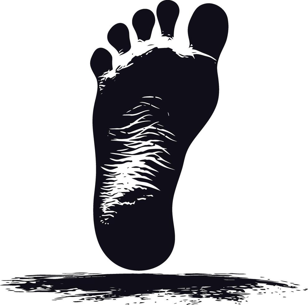 AI generated Silhouette foot print on the ground black color only vector