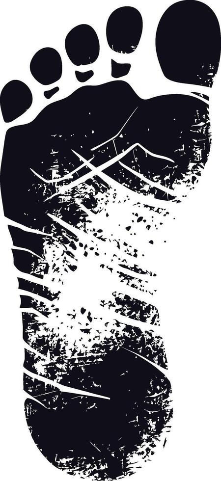 AI generated Silhouette foot print on the ground black color only vector