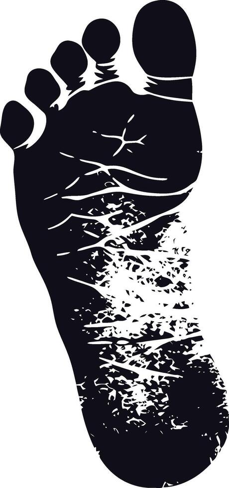 AI generated Silhouette foot print on the ground black color only vector