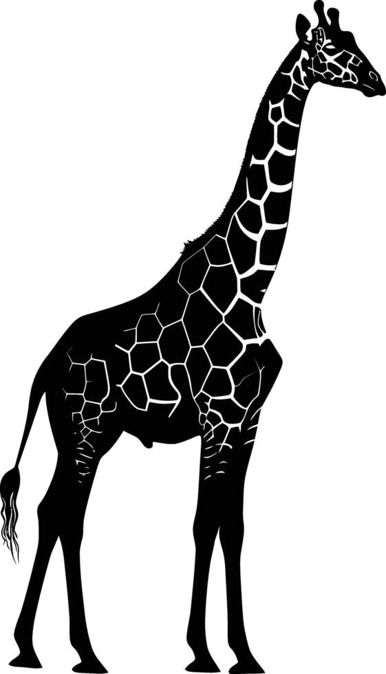 AI generated Silhouette giraffe black color only full body vector