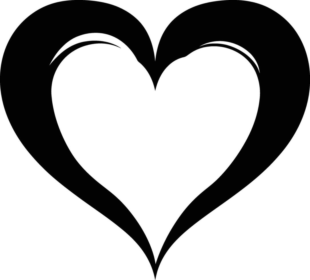 AI generated Silhouette heart love logo symbol black color only vector