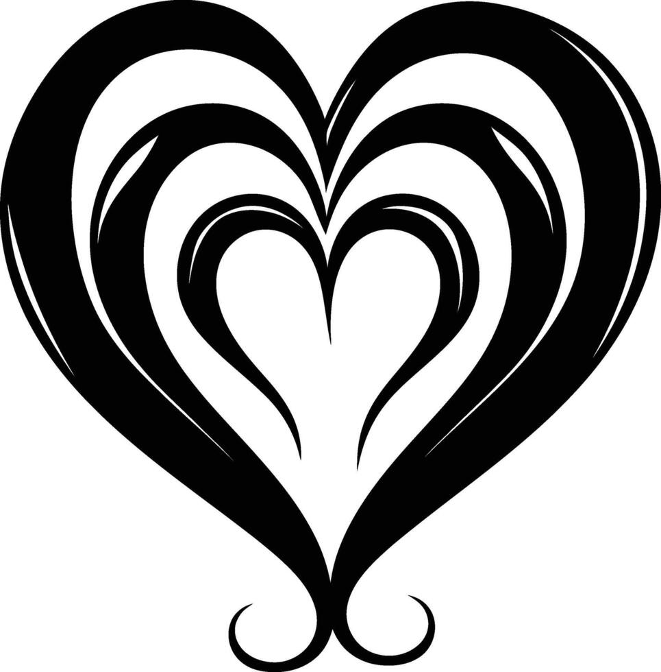 AI generated Silhouette heart love logo symbol black color only vector