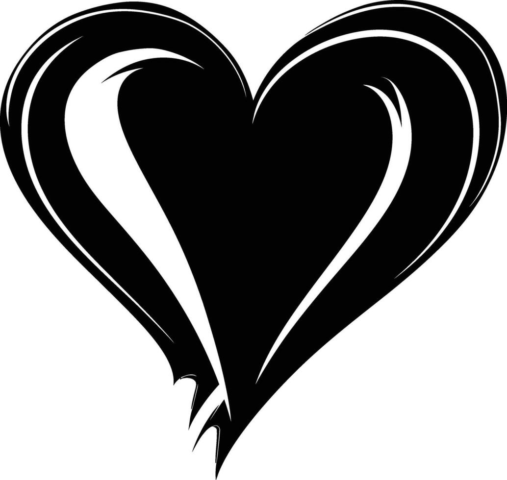 AI generated Silhouette heart love logo symbol black color only vector