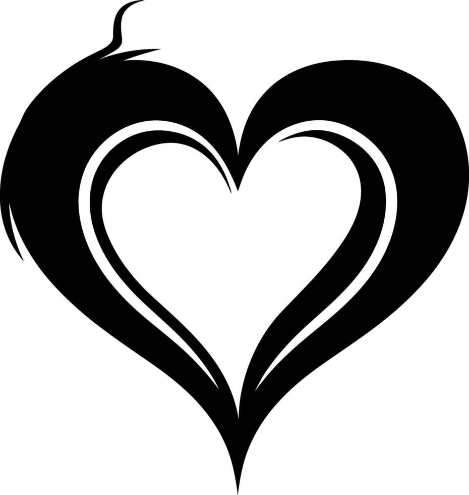 AI generated Silhouette heart love logo symbol black color only vector