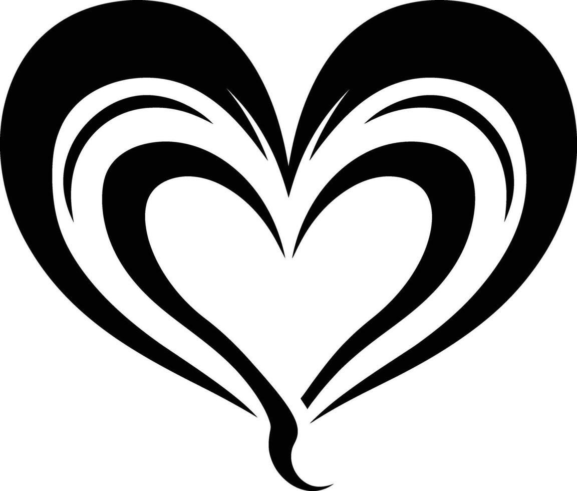 AI generated Silhouette heart love logo symbol black color only vector