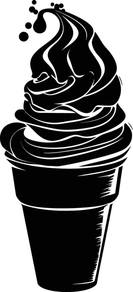 AI generated Silhouette ice cream black color only full body vector