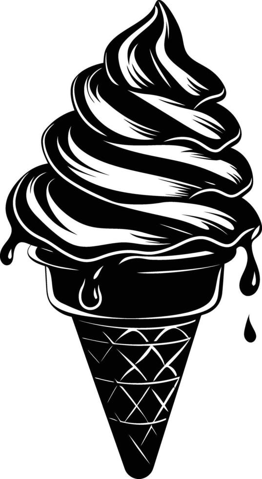 AI generated Silhouette ice cream black color only full body vector