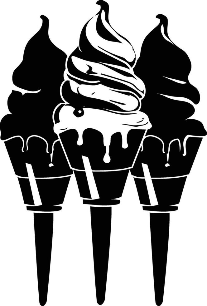 AI generated Silhouette ice cream black color only full body vector