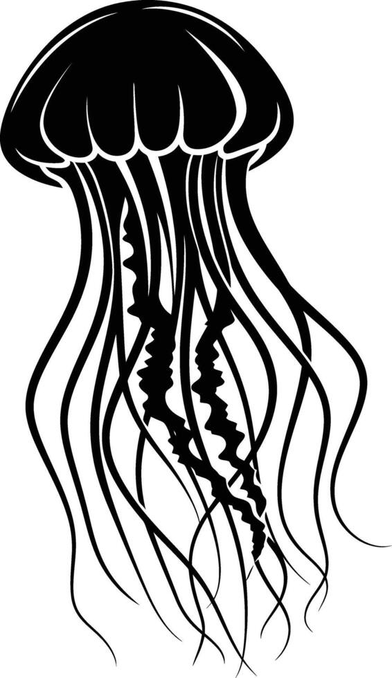 AI generated Silhouette jellyfish black color only vector