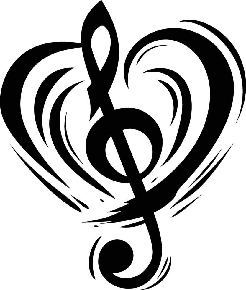 AI generated Silhouette heart music note logo symbol black color only vector