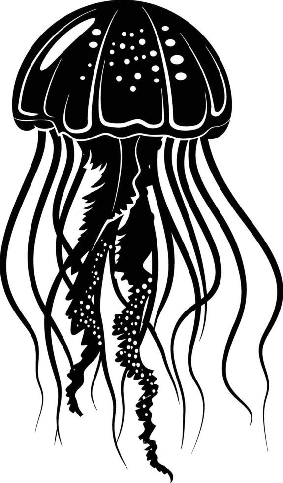 AI generated Silhouette jellyfish black color only vector