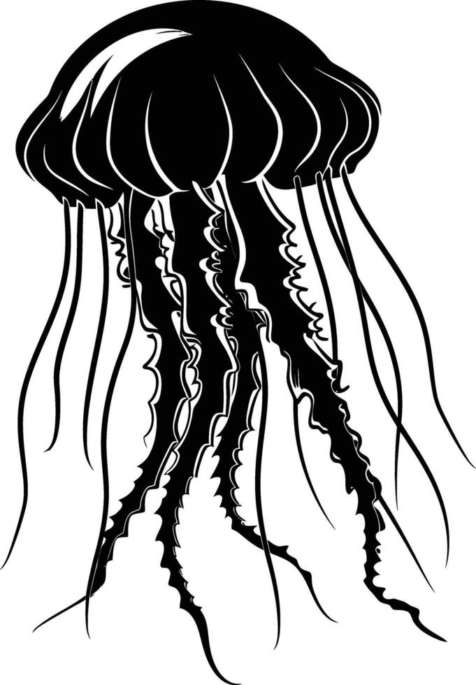 AI generated Silhouette jellyfish black color only vector