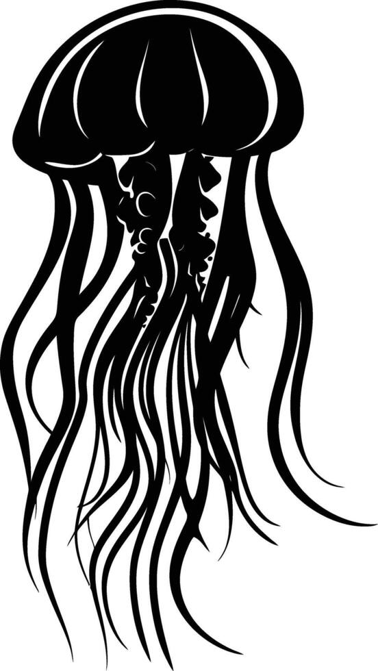 AI generated Silhouette jellyfish black color only vector