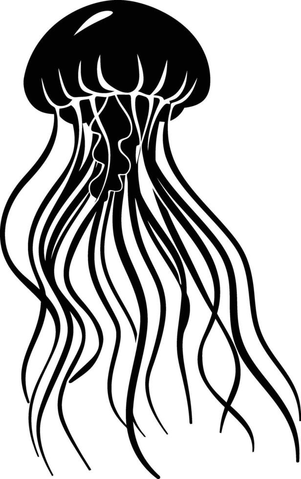 AI generated Silhouette jellyfish black color only vector