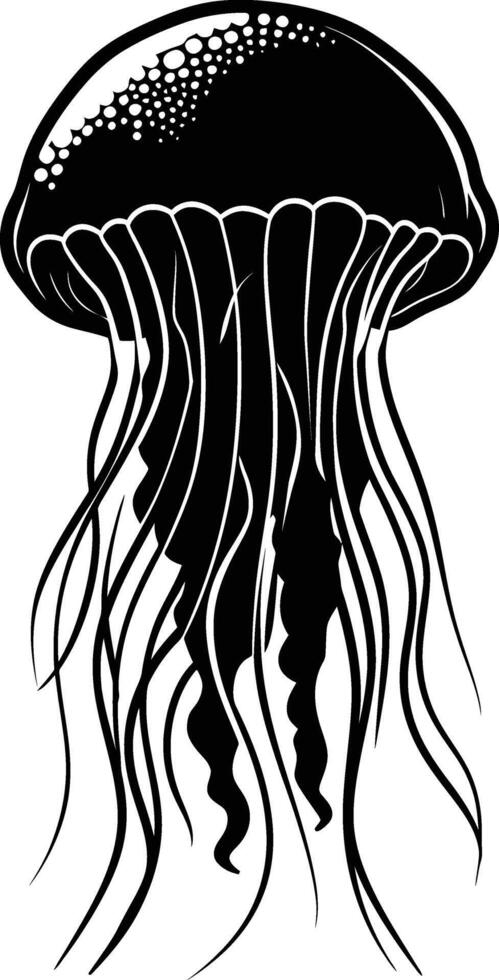 AI generated Silhouette jellyfish black color only vector