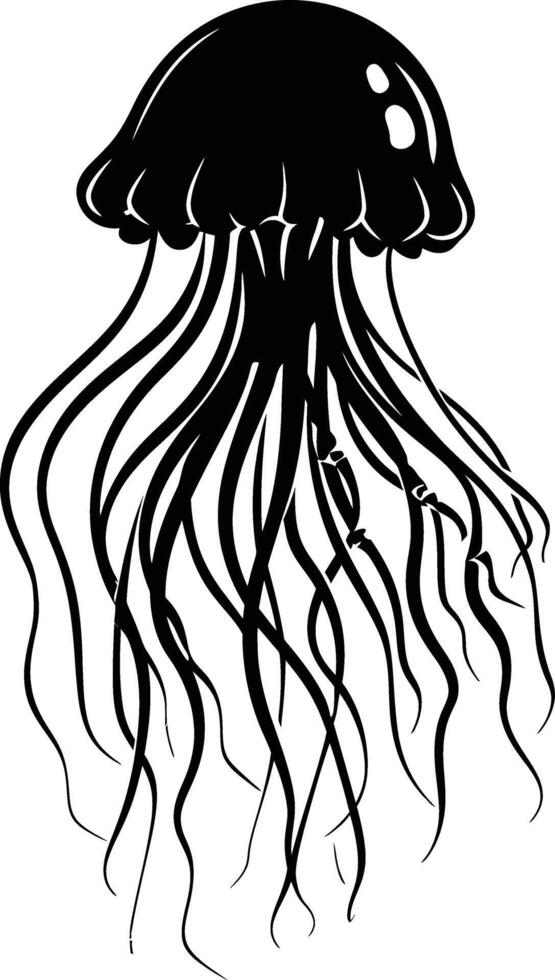 AI generated Silhouette jellyfish black color only vector