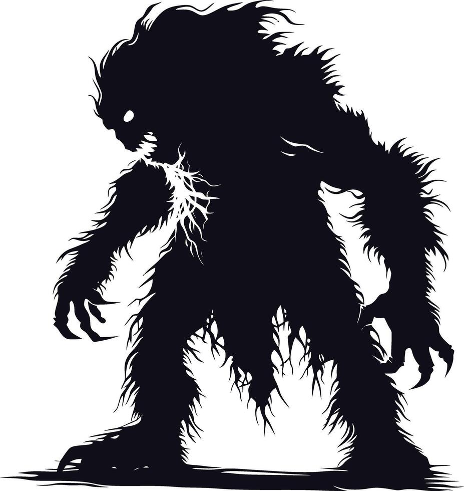 AI generated Silhouette monster black color only full body vector