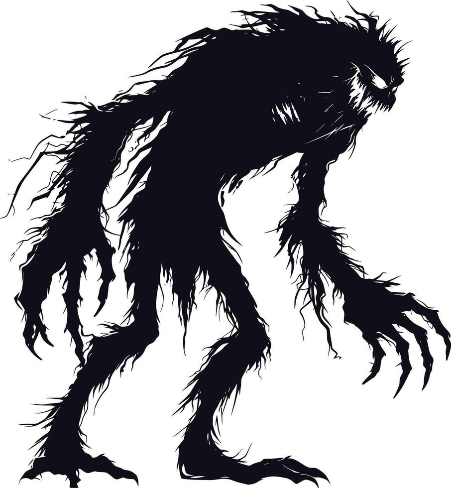 AI generated Silhouette monster black color only full body vector