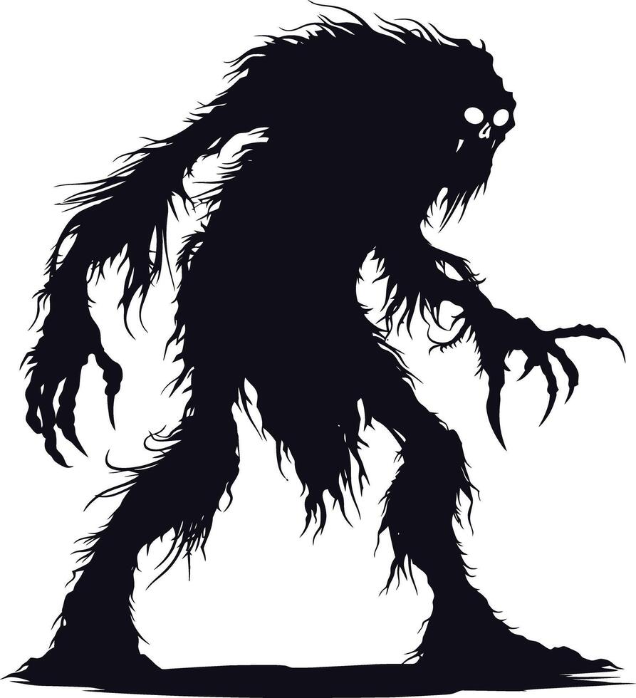 AI generated Silhouette monster black color only full body vector