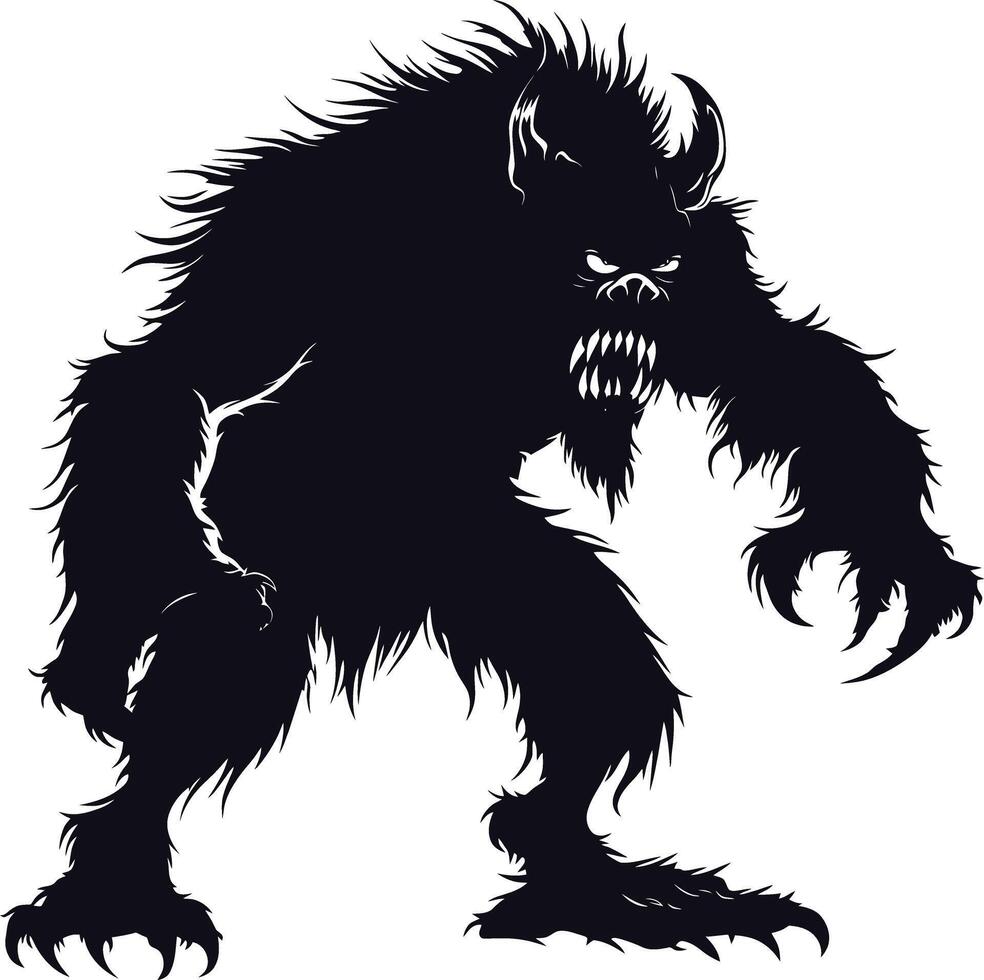 AI generated Silhouette monster black color only full body vector