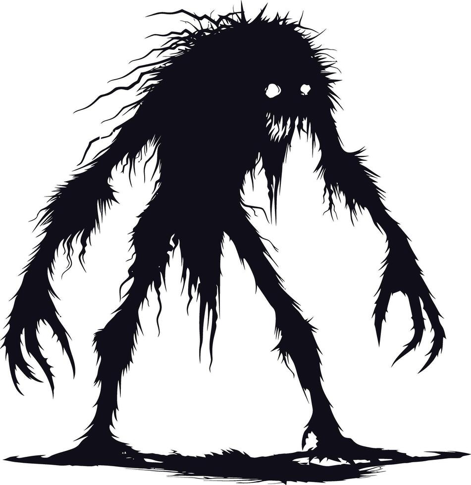 AI generated Silhouette monster black color only full body vector