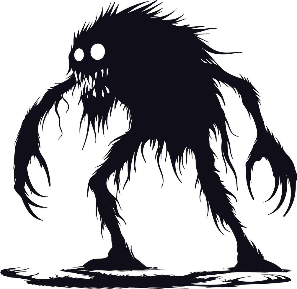 AI generated Silhouette monster black color only full body vector