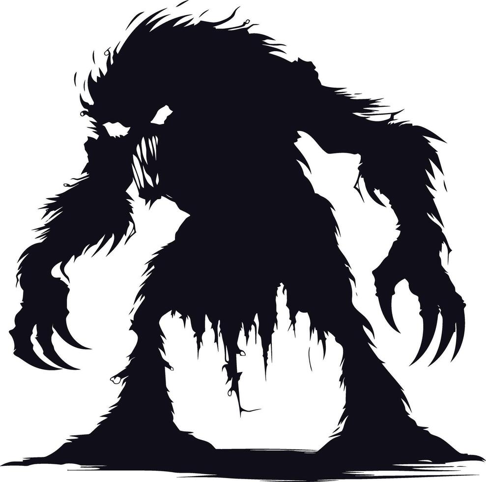 AI generated Silhouette monster black color only full body vector