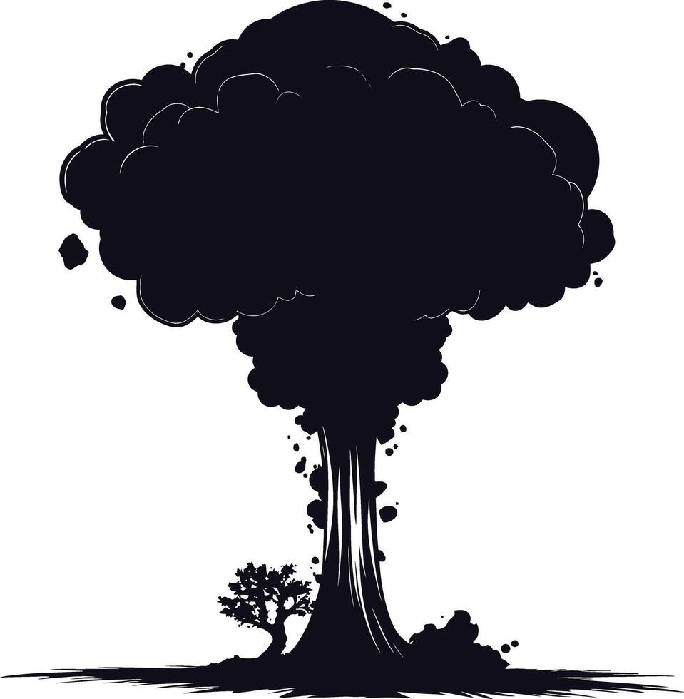 AI generated Silhouette nuclear explosion black color only vector