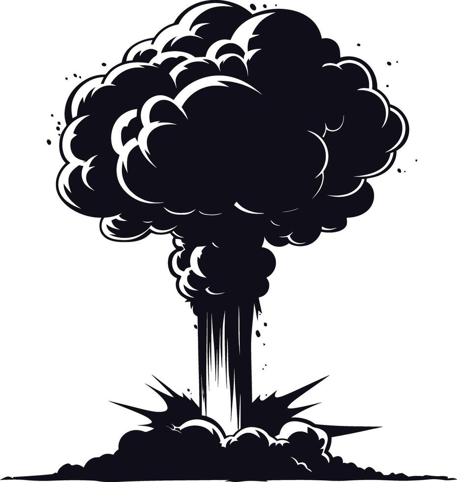 AI generated Silhouette nuclear explosion black color only vector