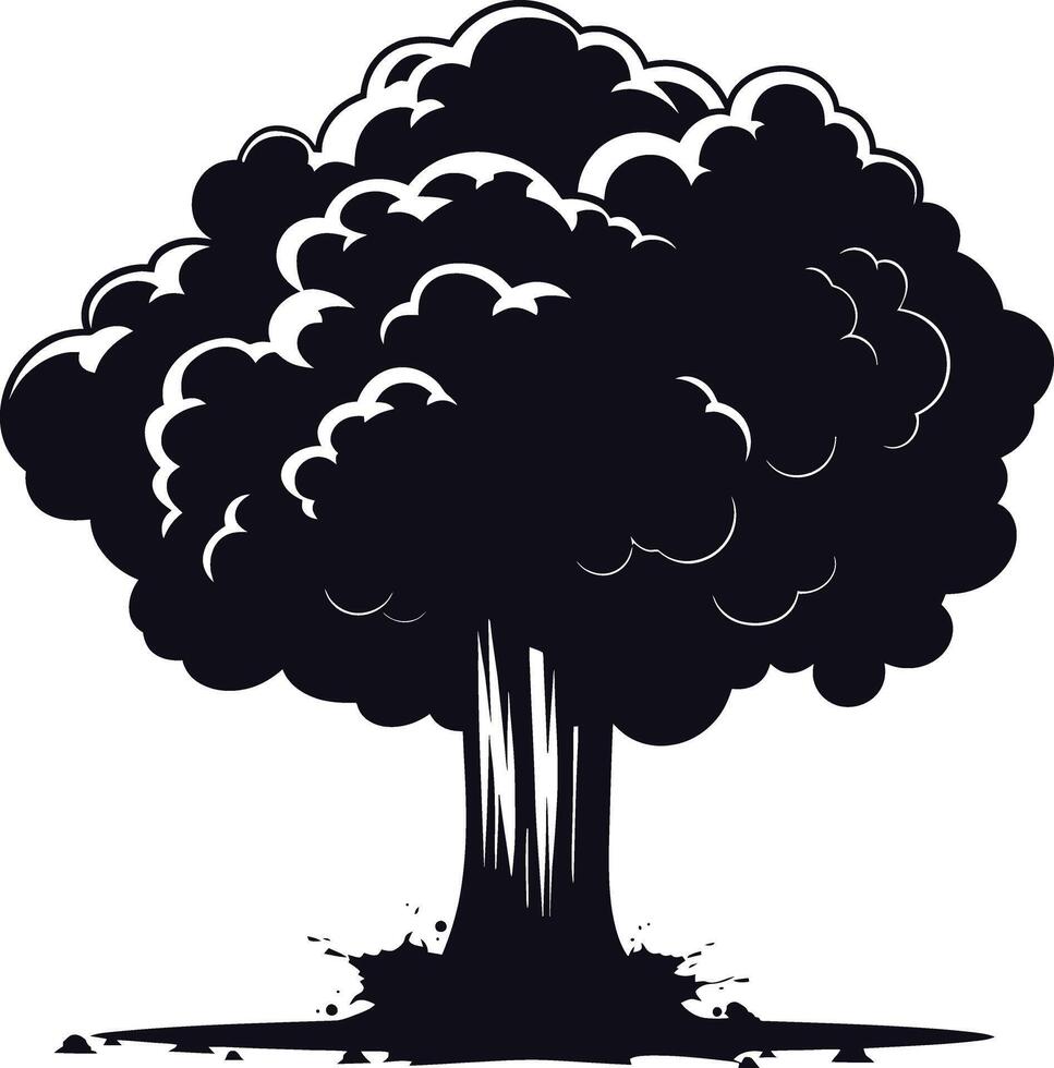 AI generated Silhouette nuclear explosion black color only vector