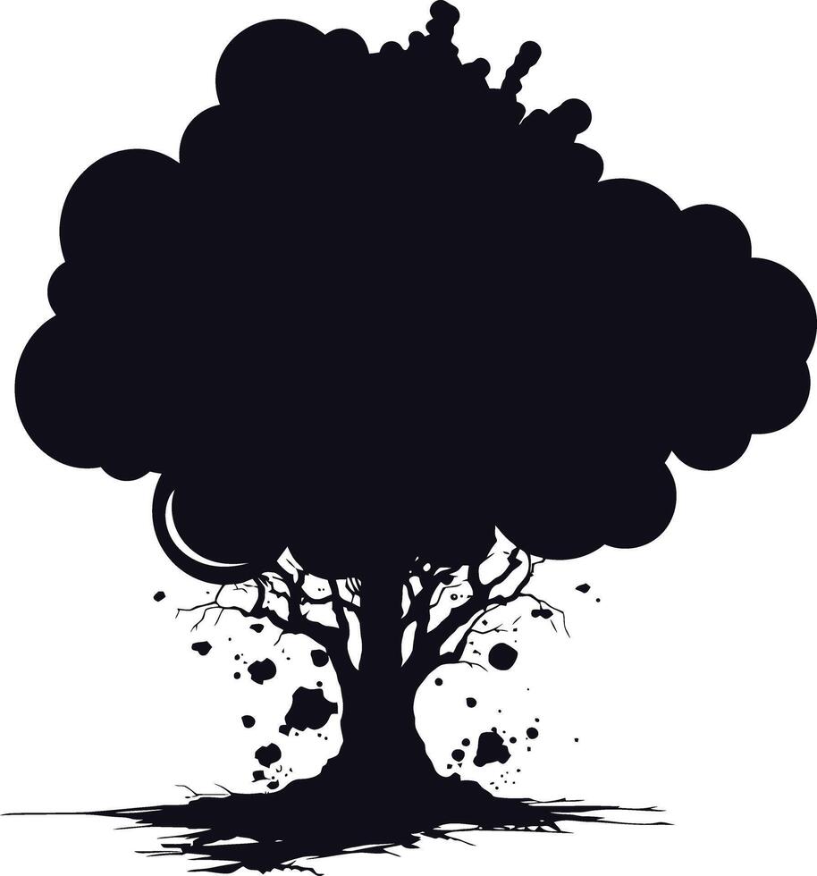 AI generated Silhouette nuclear explosion black color only vector