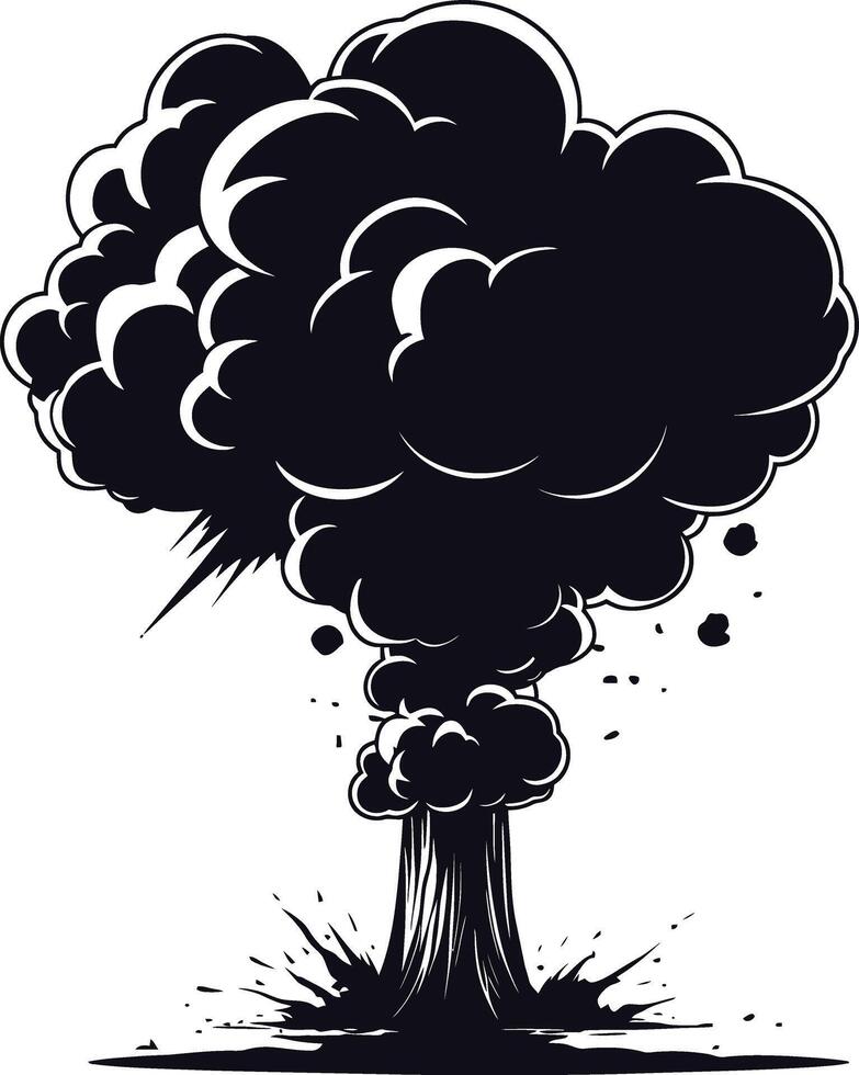 AI generated Silhouette nuclear explosion black color only vector