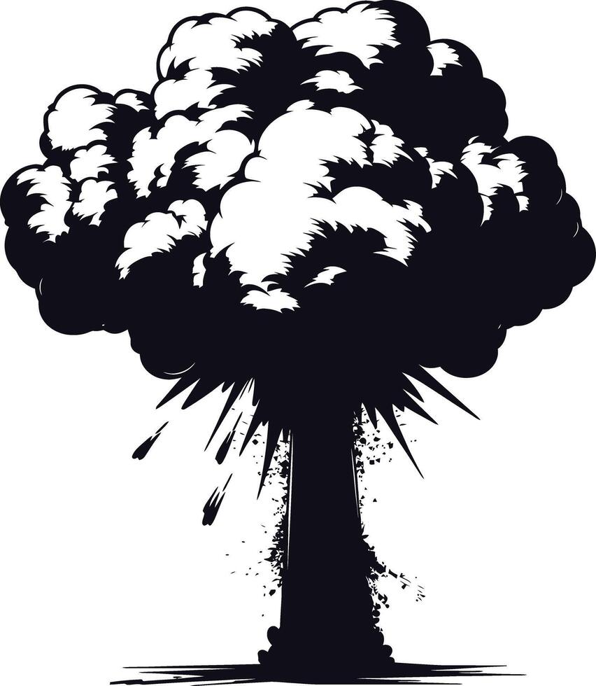 ai generado silueta nuclear explosión negro color solamente vector