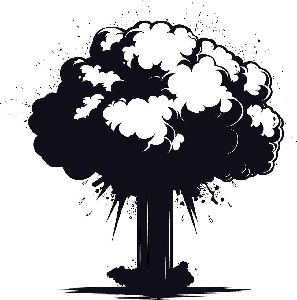 AI generated Silhouette nuclear explosion black color only vector