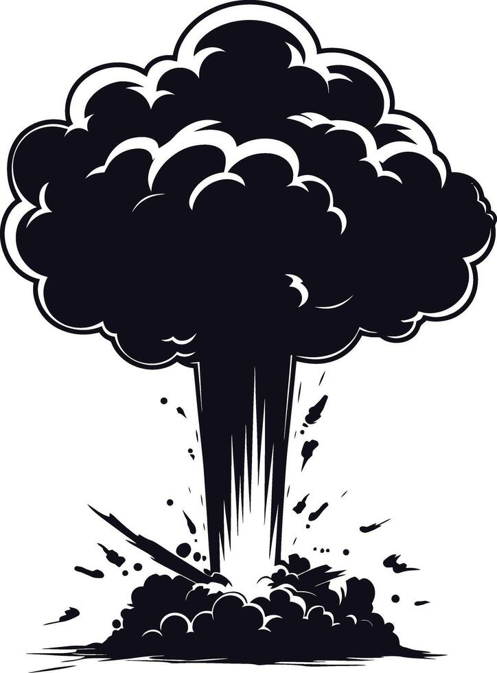 AI generated Silhouette nuclear explosion black color only vector