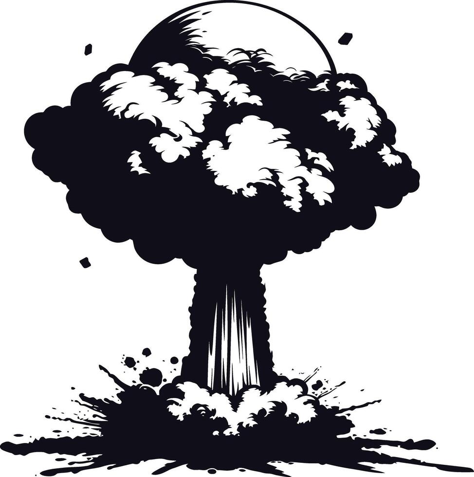 ai generado silueta nuclear explosión negro color solamente vector