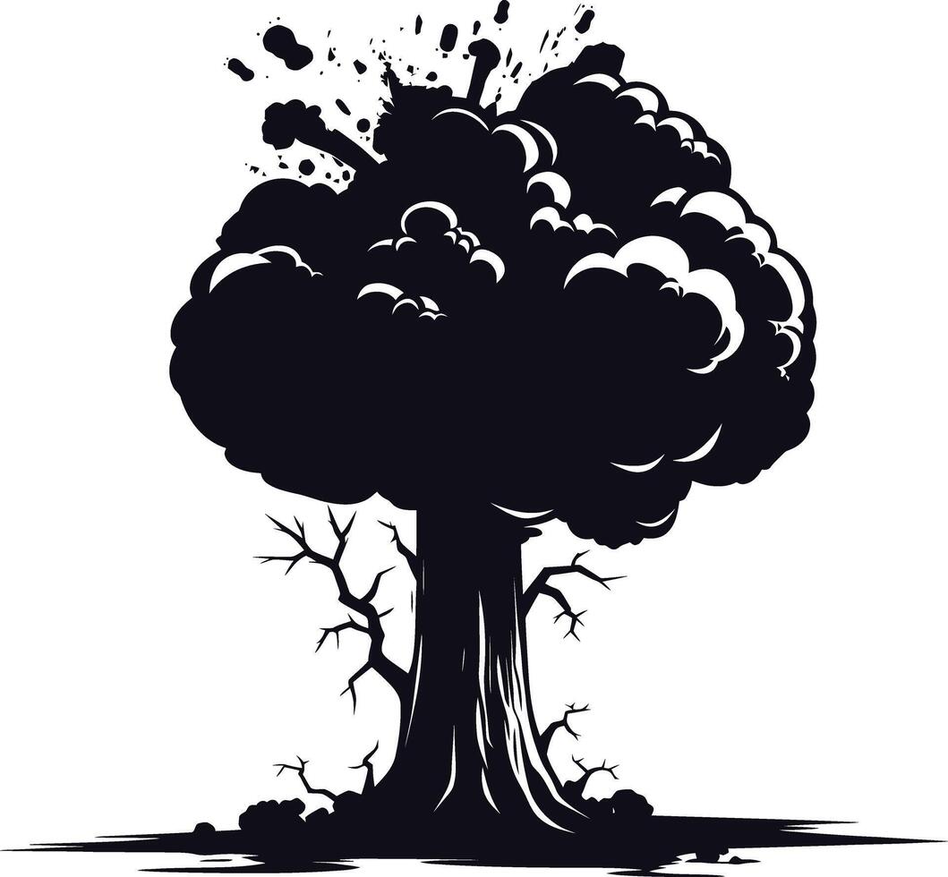 AI generated Silhouette nuclear explosion black color only vector