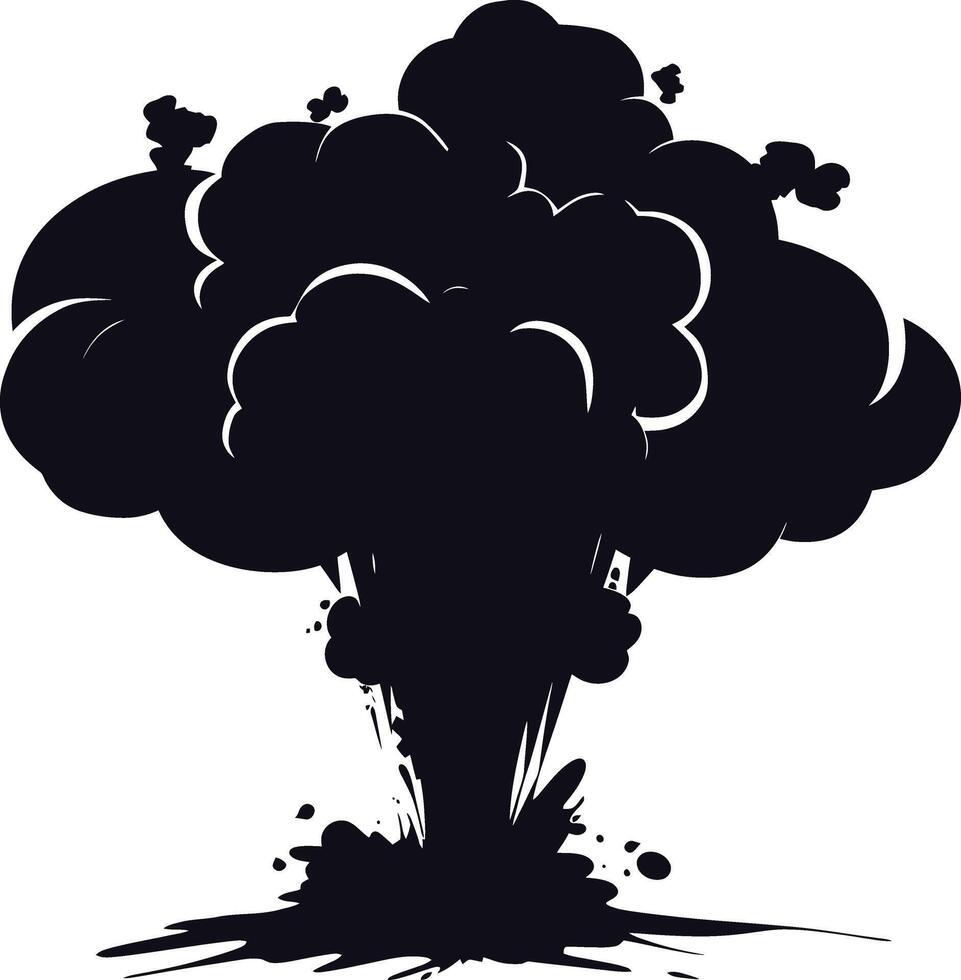 AI generated Silhouette nuclear explosion black color only vector