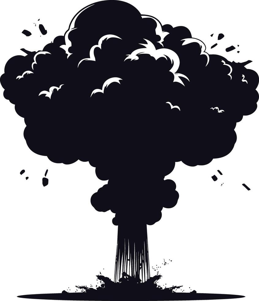 AI generated Silhouette nuclear explosion black color only vector