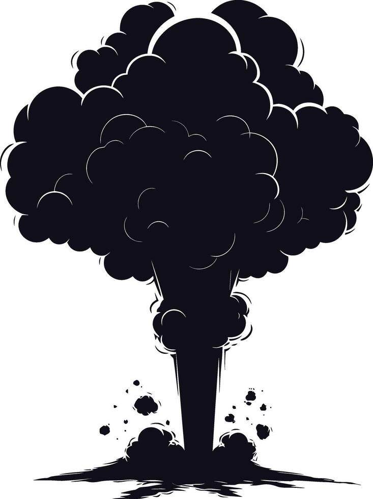 AI generated Silhouette nuclear explosion black color only vector