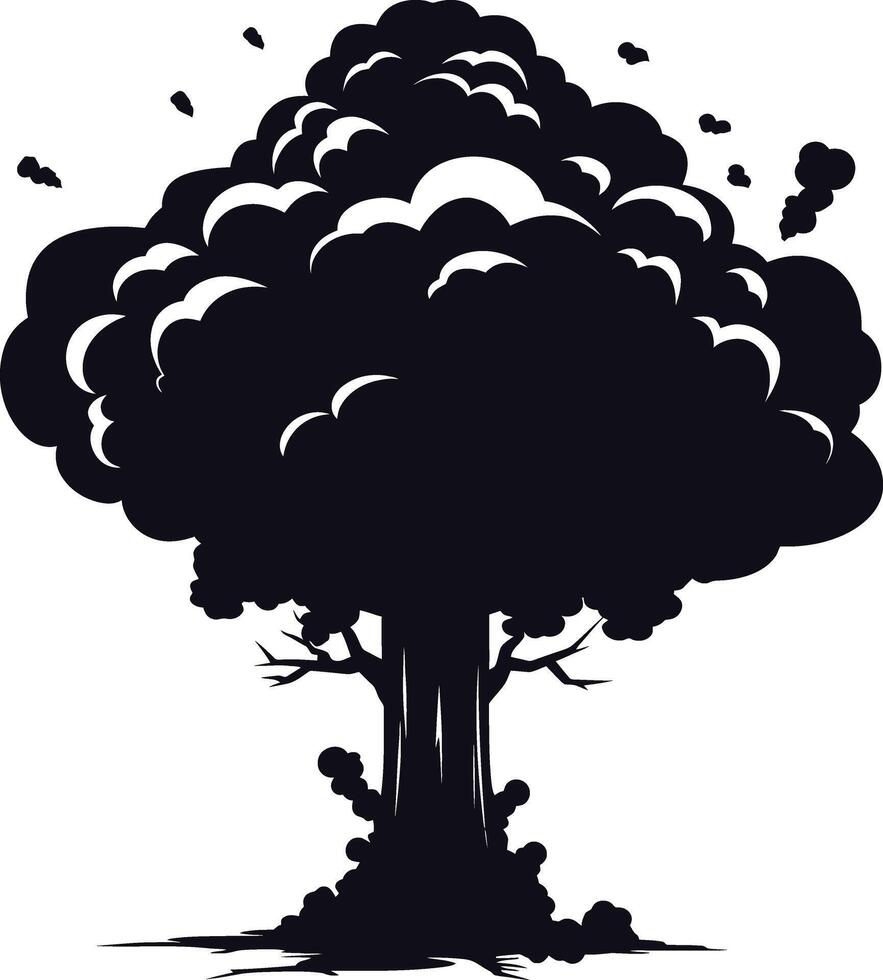 AI generated Silhouette nuclear explosion black color only vector