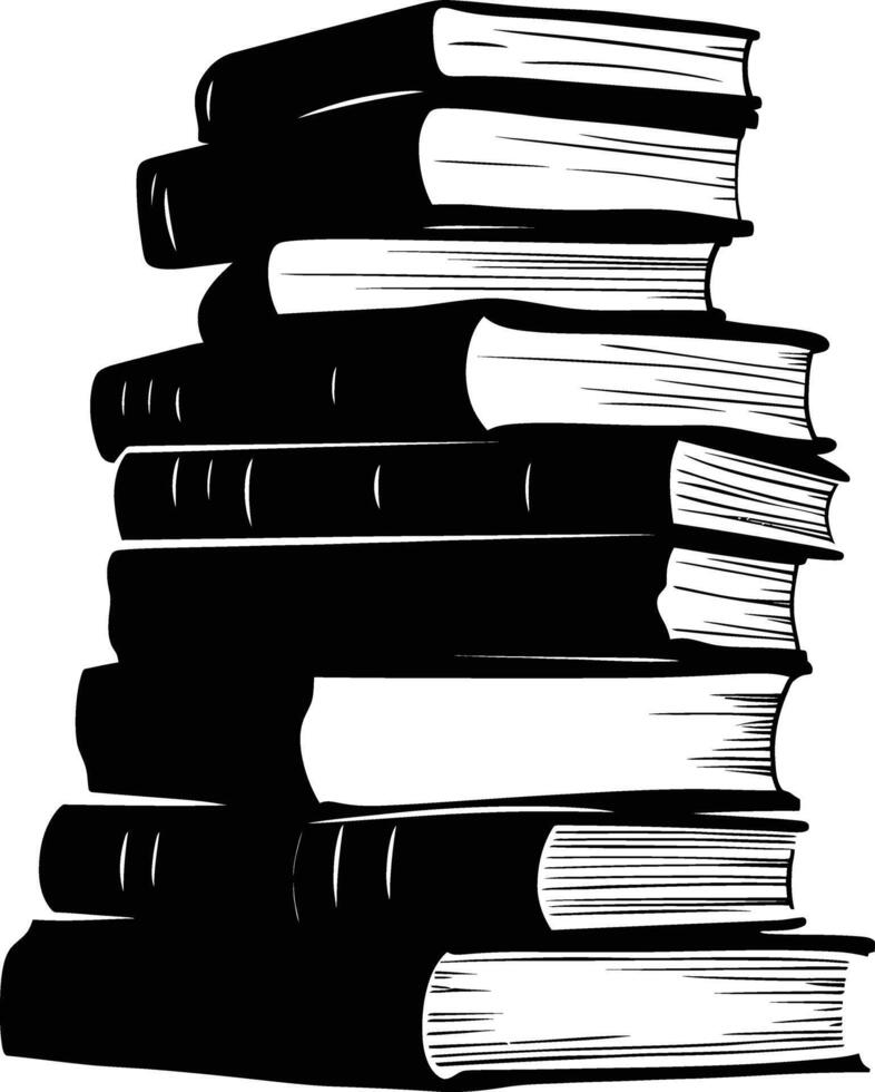 AI generated Silhouette pile of book black color only vector