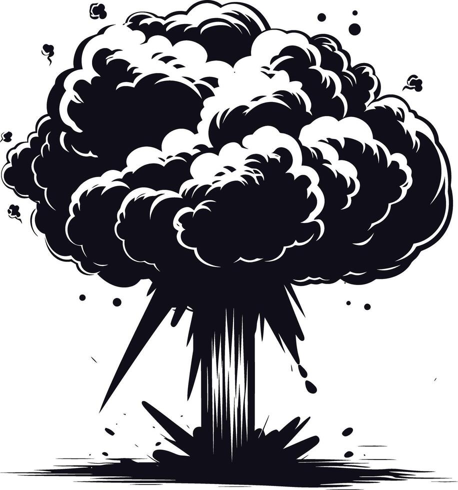 AI generated Silhouette nuclear explosion black color only vector