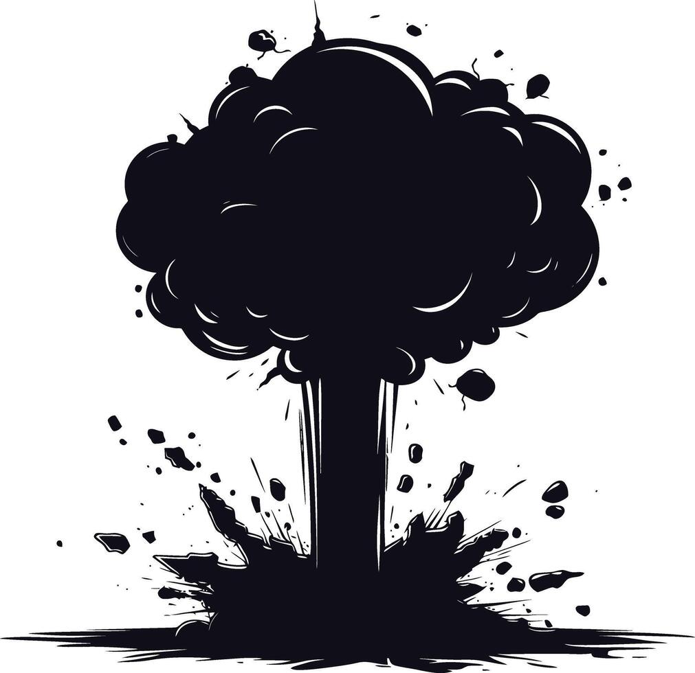 AI generated Silhouette nuclear explosion black color only vector