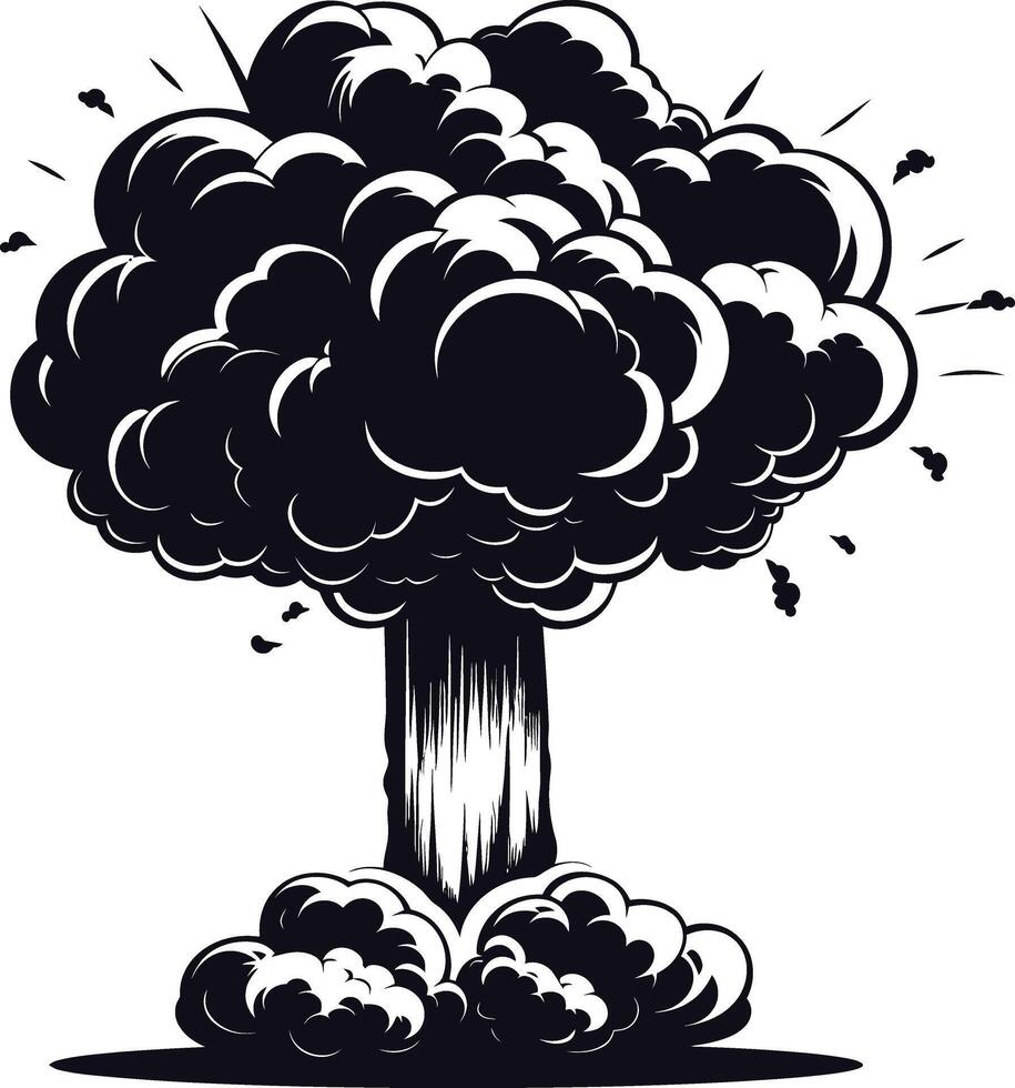 AI generated Silhouette nuclear explosion black color only vector