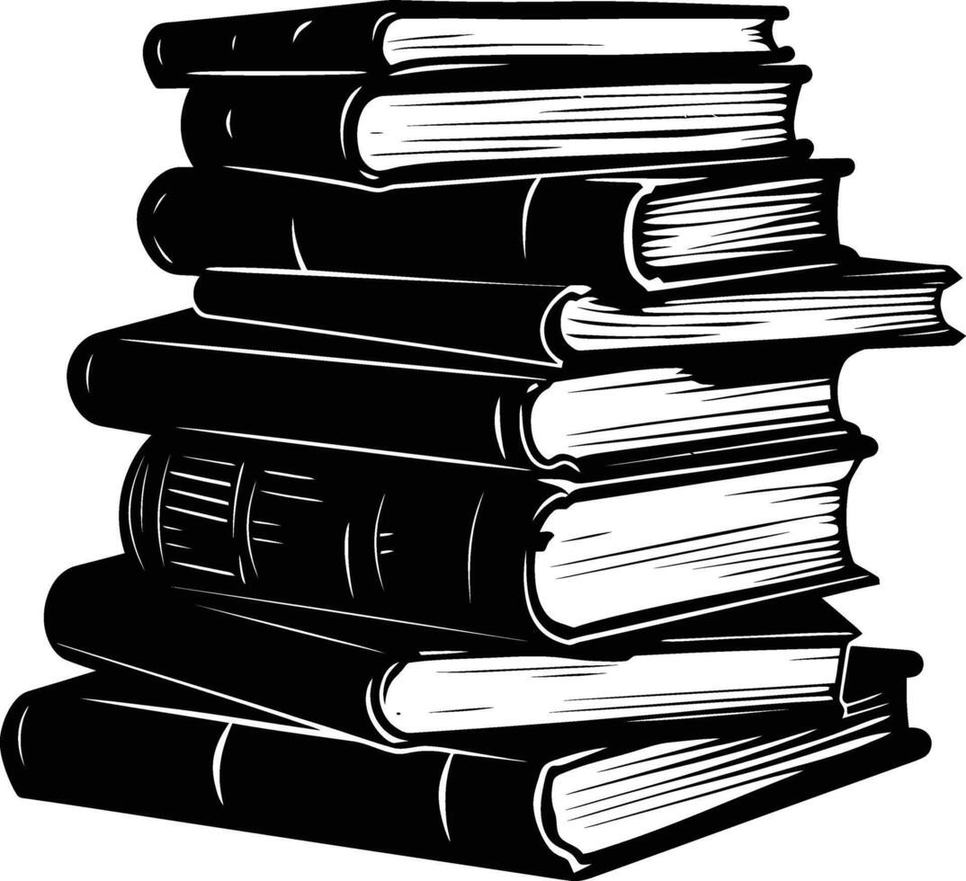 AI generated Silhouette pile of book black color only vector