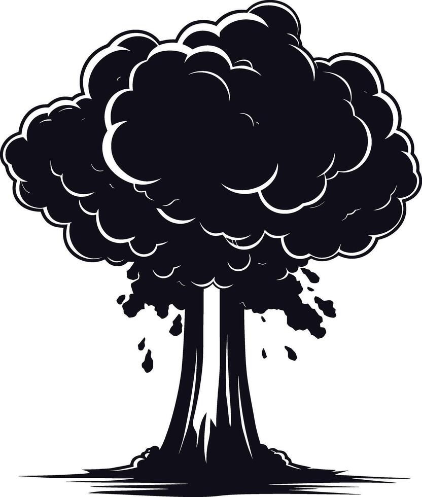 AI generated Silhouette nuclear explosion black color only vector