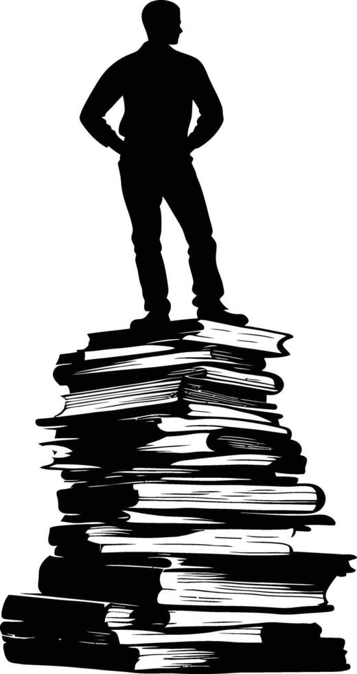 AI generated Silhouette pile of book full body vector