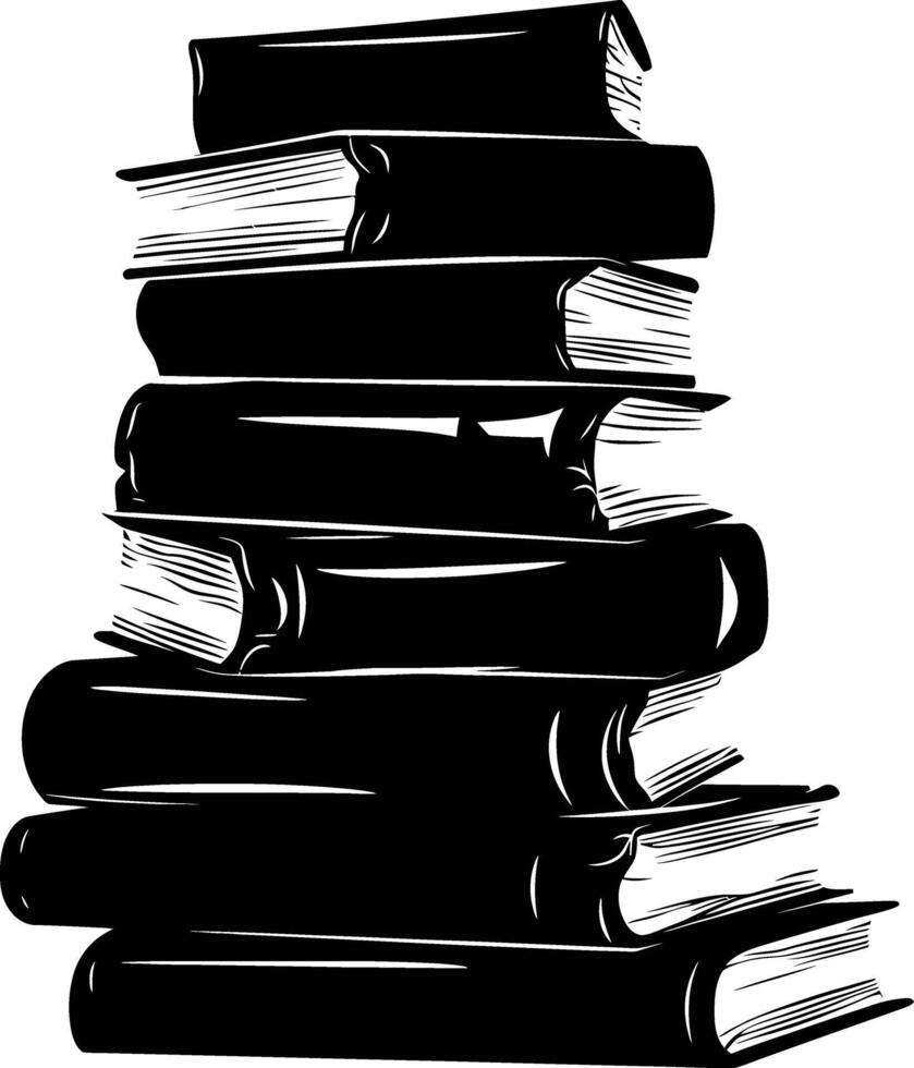 AI generated Silhouette pile of book black color only vector