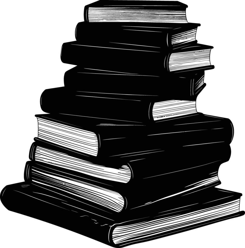 AI generated Silhouette pile of book black color only vector